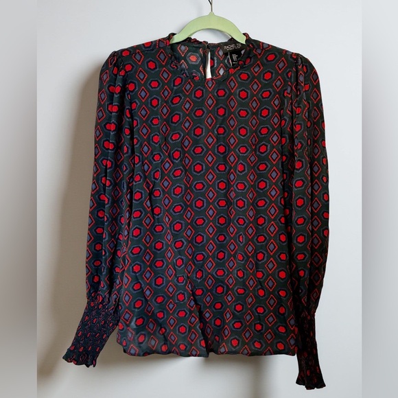 Rachel Zoe Red and Black Geometric Blouse - Picture 1 of 3